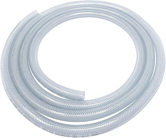 Gloxco Clear Braided PVC Tubing, Food Grade, Heavy Duty Reinforced Hose, 1/2" ID, 10 Ft Length