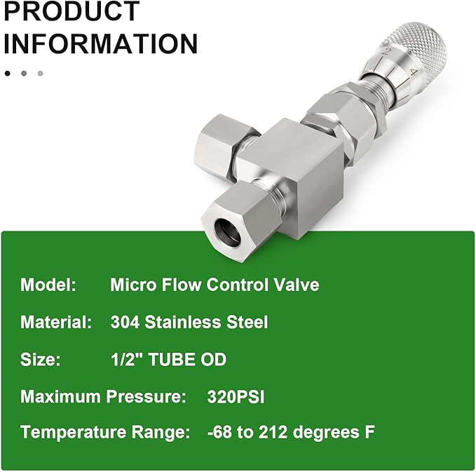 TAISHER 1PCS 304 Stainless Steel Reduce Port 3mm 90 Degree Elbow Needle Valve 1/2" OD，Accurate Dials For Micro Flow Control Instrument Gauge Water Gas Oil