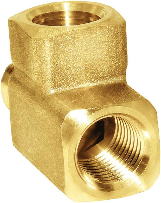 Joywayus Brass Pipe Fitting Barstock Street Tee T 3 way NPT 1/4" Female × 1/4" Female × 1/4" Male Adapter