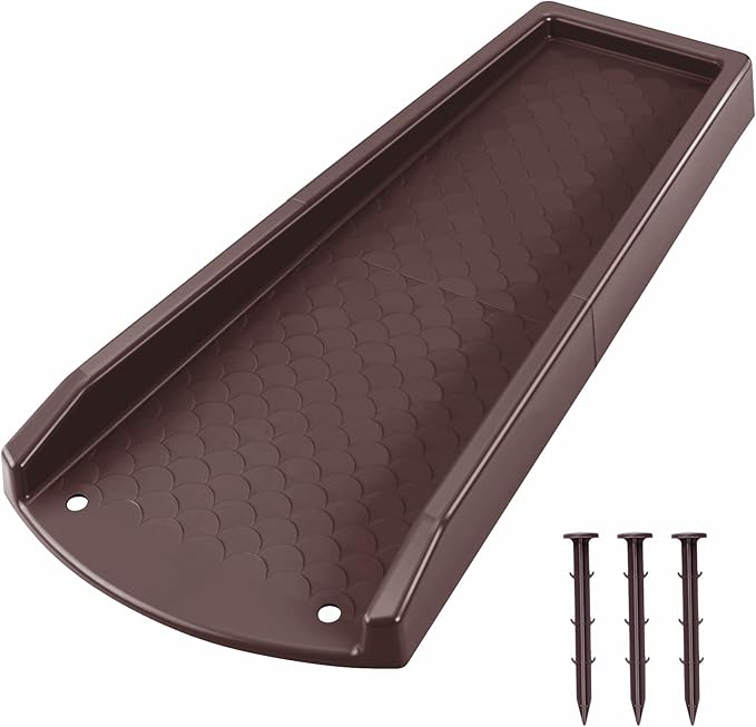 Splash Blocks for Gutters Downspouts, 24" Downspout Extensions for Rain Water Drainage, Thickened Gutter Splash Guard with Fixing Piles(1 Pack, Brown)