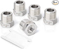 TAISHER 5PCS Forging of 304 Stainless Steel Reducer Hex Bushing, 1" Male NPT to 3/4" Female NPT, Reducing Cast Pipe Adapter Fitting