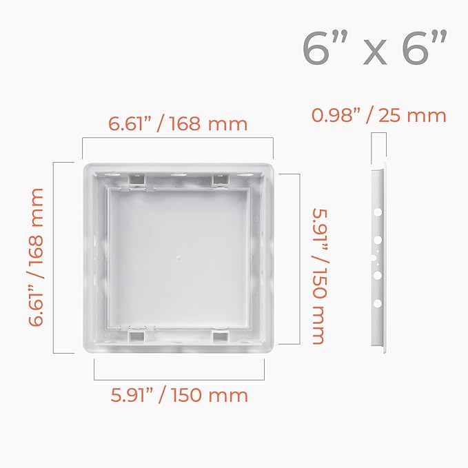 6 x 6 Inch White Square ABS Plastic Plumbing Access Panel - Indoor Wall Access Door for HVAC, Wall, Ceiling, and Drywall with Panel - Opening Box Door Cover - Easy to Instal