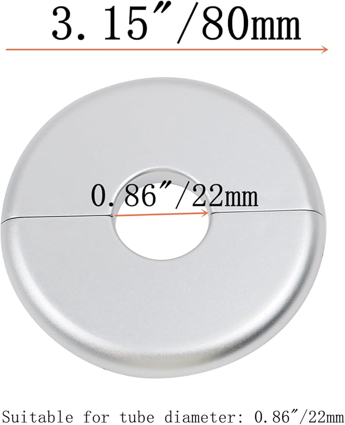 2 Pcs Wall Split Flange, ABS Round Self-Adhesive Escutcheon Plate Buckles Design for 0.86"/22mm,Silver