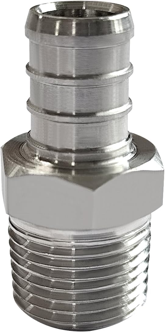 Barb Crimp PEX 1/2" x 3/8" NPT Male Thread Adapter Stainless Steel Crimp Fitting (Pack of 2)