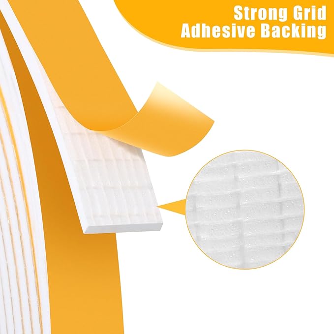 32Feet Weather Stripping Seal (1/2 Inch X 1/16 Inch) for Door Window, High Density Foam Tape, Soundproofing, Insulation Strip, Door Sealers for Door Frame- White
