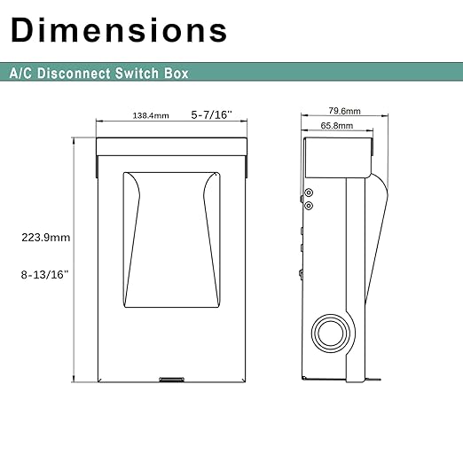 240VAC 30 Amp Fused AC Disconnect Box, Outdoor Waterproof Metal Enclosure with Pull-Out Switch - for Home & Light Commercial HVAC, Condensing Units & Air Conditioning Systems - UL Listed