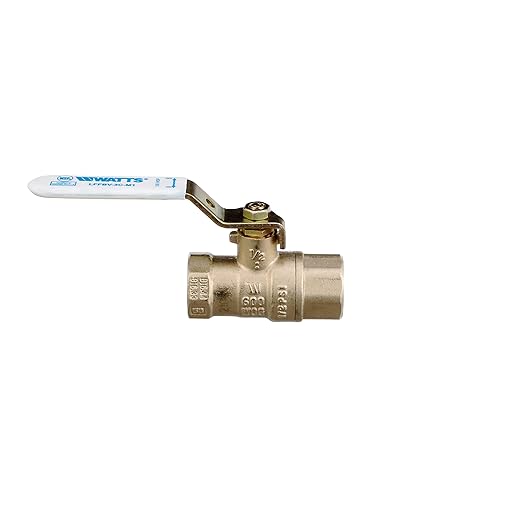 Watts LFFBV-3C-M1 Series 1/2" Lead-Free 2-Piece Full Port Chrome-Plated Brass Ball Valve with Female Threaded End Connections, Copper Silicon Alloy Body, O-Ring Seal, Steel Handle
