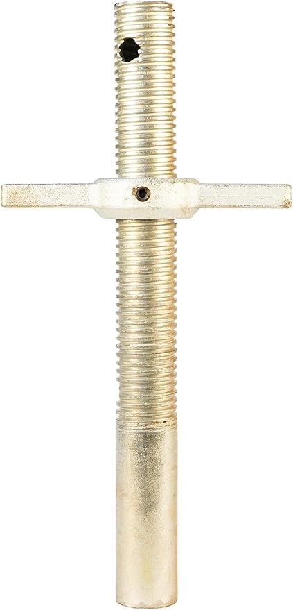 Ellis Manufacturing Co. 10K Leg Shore Frame Leveling Screw Jack, 3/8" Base Plate, Galvanized Wing Nut, 1-7/8" Acme Screw, 6" Pipe, Durable Construction, 18"