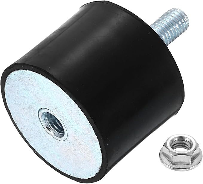 uxcell M10 Rubber Mounts, 1Pcs 50x40mm(DxH) Rubber Cylindrical Anti Vibration Isolator Shock Absorber with Lock Nut for Car Bobbin Generator Air Compressors