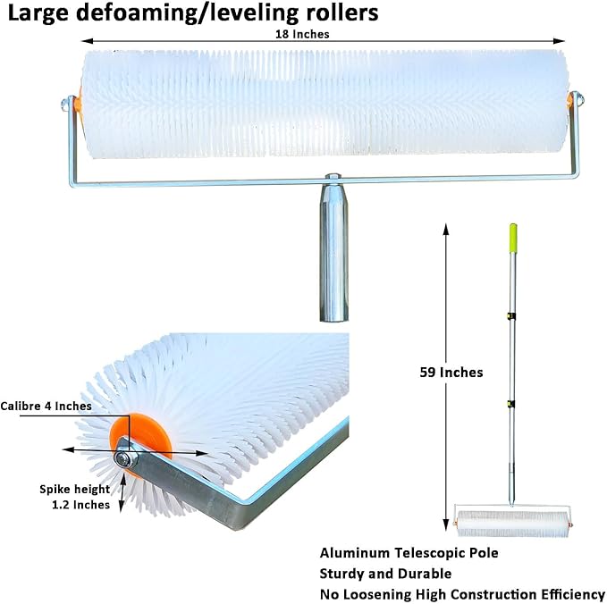 Self Leveling Concrete Epoxy Floor Tool Kit Spiked Roller for Self Leveling Epoxy Squeegee Garage Hard Floor Reconstruction