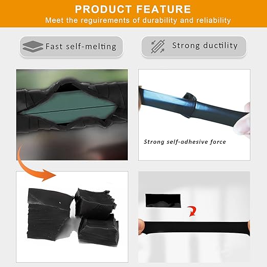 Seal Self Fusing Silicone Tape, 2 Rolls 1inx10' Weatherproof Pipe Repair Tape, Heavy Duty and Leak Proof Rubber Pipe Tape，Flex Seal Tape for Emergency Pipeline Repair/Cable Bandage/（Black）