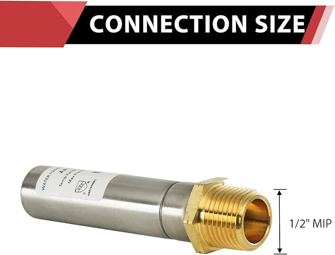 2-Pack EFIELD MH-131, 1/2-Inch MIP Thread Stainless Steel Water Hammer Arrestor For Potable Water Plumbing Application,(HAMMER006-2PCS)