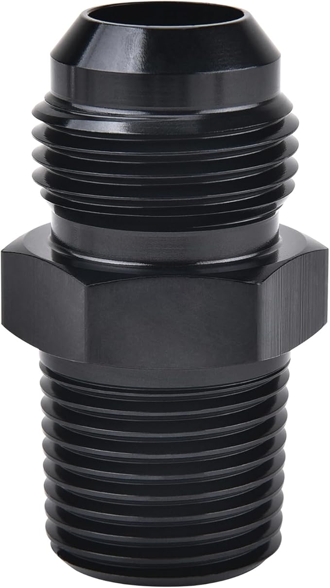 EVIL ENERGY 8AN Male Flare to 3/8" NPT Pipe Fitting Adapter Aluminum Straight Black 4PCS