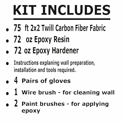 75 ft - Carbon Fiber-Basement Wall Crack Repair Kit - Carbon Fiber Foundation Wall Repair - Easy to use Includes Instructions