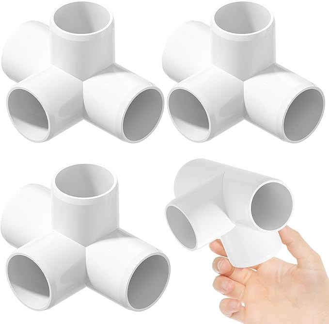 4PCS 1-1/2Inch Elbow PVC Fittings, 4-Way Heavy Duty PVC Pipe Fitting, Furniture Grade Pipe Fitting Connector Corner Fitting for Water Supplies Build Furniture Frame DIY Garden Shelf Greenhouse