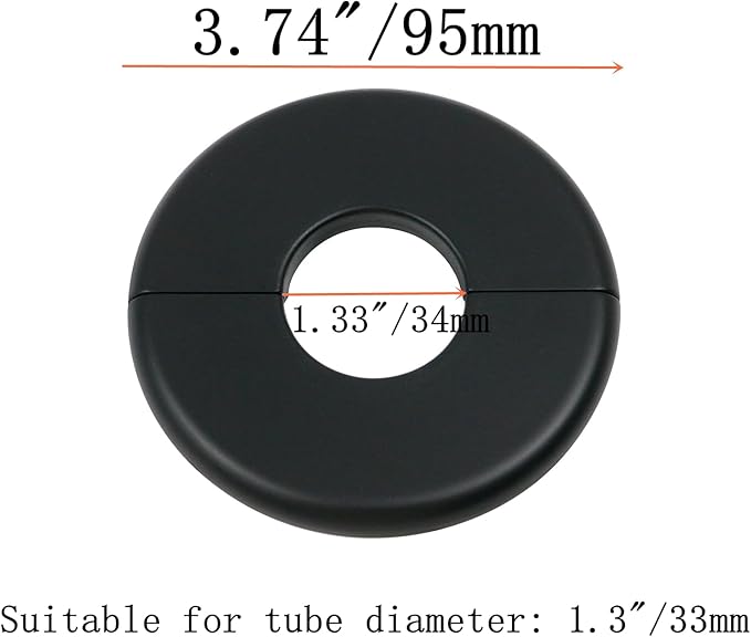 2 Pcs Wall Split Flange, ABS Round Self-Adhesive Escutcheon Plate Buckles Design for 1.3"/33mm,Black