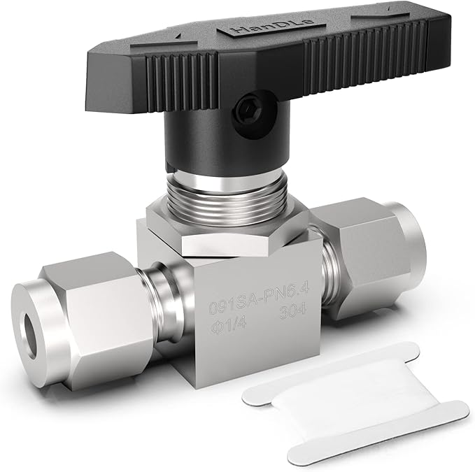 TAISHER 1PCS 304 Stainless Steel Compression Valve, 1/4" Tube OD x 1/4" Tube OD Straight Adapter