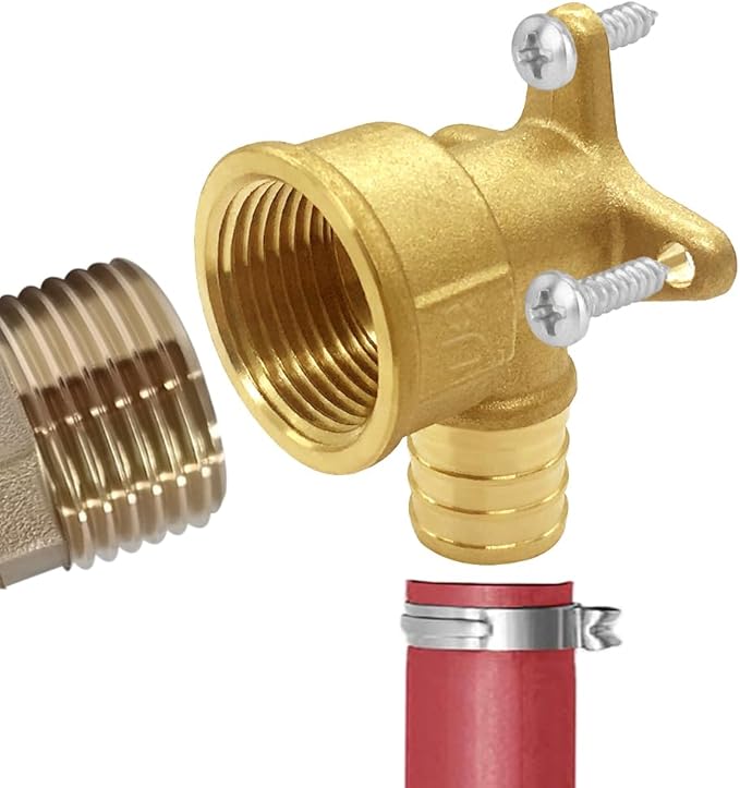 3PCS LF Brass 3/4 Inch PEX Barb to 1/2 NPT Female with Drop Ear 90 Degree Elbow Coupling Pipe Crimp Fitting