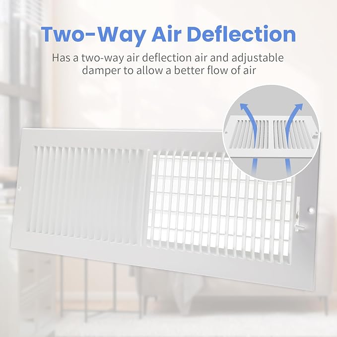18 x 6 Inch [Duct Opening] Air Vent Covers for Wall or Ceiling - High Airflow 2 Way Steel Ventilation - Adjustable Wall/Ceiling Register, 19-3/4 Inch x 7-3/4 Inch [Overall Dimensions]