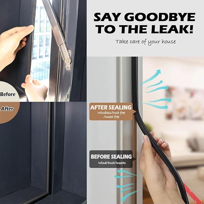 20FT Weather Stripping Door Seal - Self Adhesive Weather Insulation Strip Weatherstripping Silicone D Shaped Seal Strip Door Frame Gap Filler/Window Soundproofing