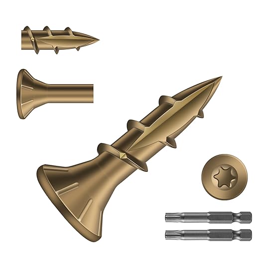 #8 x 5/8" Deck Screws (1294Pcs) 4lb. Carbon Steel, Yellow, Flat Head, Rust Resistant epoxy Coated, with T25 Star Bit