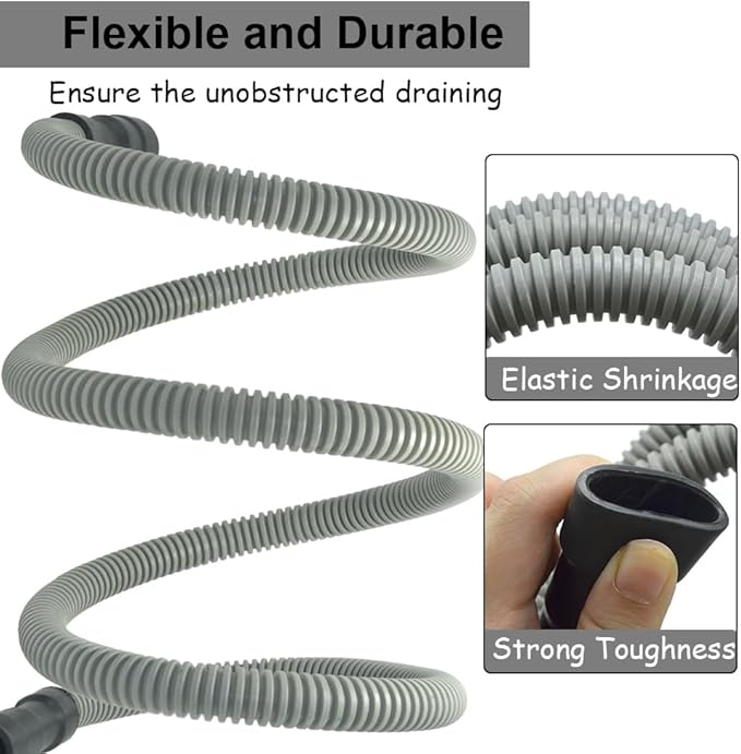 TTFLEX 12 FT Dishwasher Drain Hose, Flexible Discharge Hose with Stainless Steel Clamps, Trim to Fit 5/8 Inch, 3/4 Inch, or 1 Inch Dishwasher and Sink End