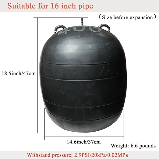 Inflatable Pipe Plug,Test Plug Plumbing,Sewer Test Plug,Inflatable Pipe Plug Balloon Plug,Pipe Test Plug,Plumbing Balloon Plug (16 inch)