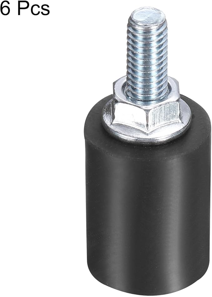uxcell 6pcs M5x15mm Rubber Isolator Mounts with Studs 15x20mm Male Female Vibration Shock Absorber Zinc Plated Cylindrical Thread Mounts Anti Vibration Isolators with 6pcs M5 Lock Nuts