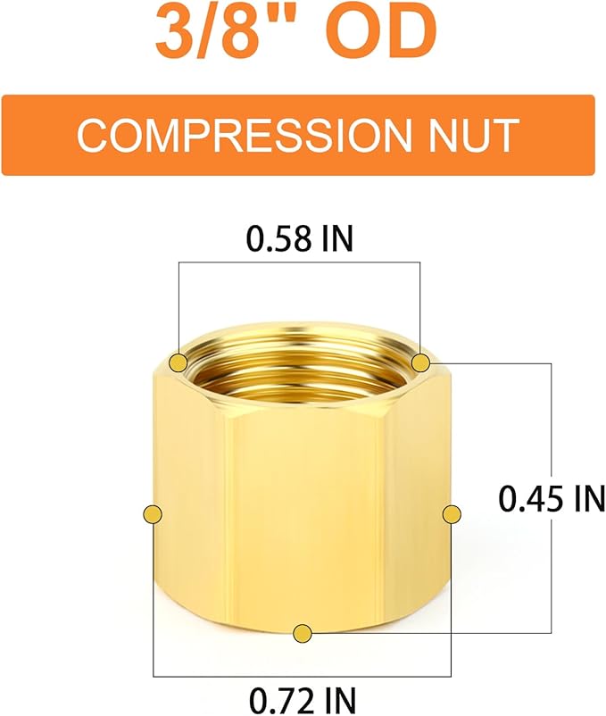 GASHER 20PCS Brass 3/8" Compression Fitting, Brass Compression Ferrule head