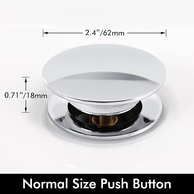 KES Bathroom Sink Drain Pop Up Drain with Overflow, Sink Stopper All Metal Rustproof Polished Chrome, Brass and SUS304 Stainless Steel, S2008S62A-CH