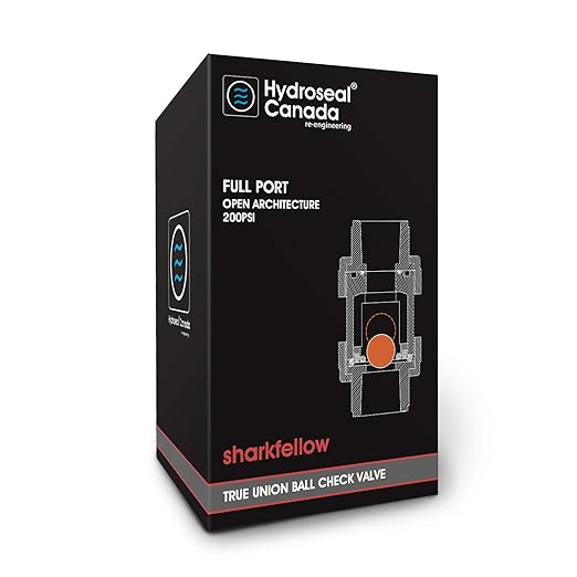 HYDROSEAL Sharkfellow 3’’ PVC True Union Ball Check Valve with Full Port, ASTM F1970, with EPDM Seals, Corrosion-Free, Service Free, Rated at 200 PSI @73F, Gray, 3 inch Socket (3'')