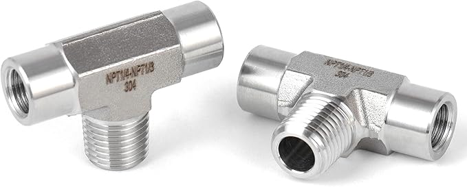 2 piece,NPT1/8 Female - NPT1/4 Male - NPT1/8 Female tee, 3WayConnector, Fabricate of 304 Stainless Steel.