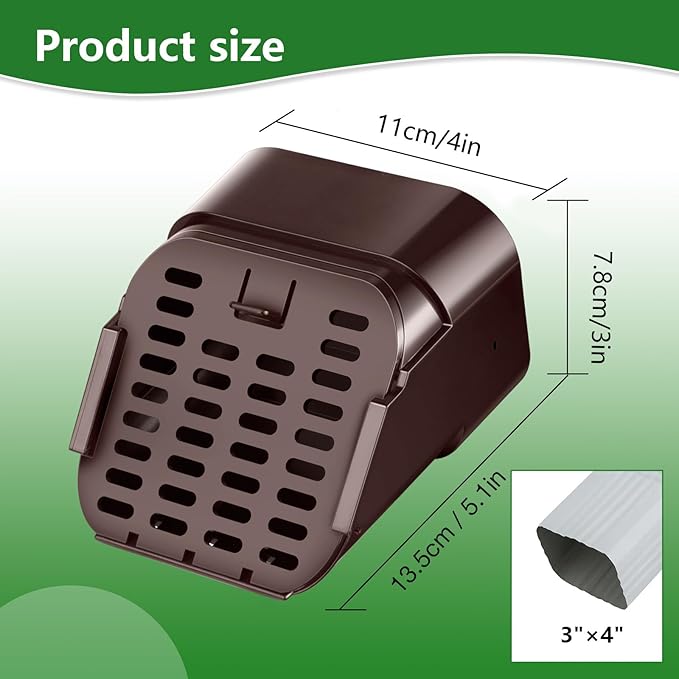 3"x4" 2 Pack Gutter Downspout Extensions Gutter Downspouts Downspout Diverter Outlet Filter and Leaf Guard for Bottom of Downspouts Extender