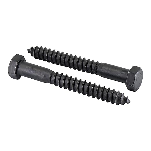 1/2" x 4”, 25-Piece Black Lag Bolts, Rustproof 4-Layer Ceramic BLAKOTE, 2X Protection of Galvanized Lag Screws, for Decks Pergolas by Makers Bolt