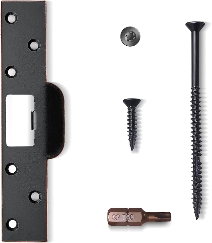 Door Strike Plate 7" Oil Rubbed Bronze, Screw Holes Relocation for Repairing Damaged Worn Frame/Slot/Jamb, Large Hole to Fix Latch Sticking, Reinforcement Striker