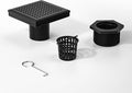 Square Shower Drain 4", 304 Stainless Steel Floor Drain w/Hair Strainer, Grid Shower Drain w/CUPC Certified (Matte Black, 4 Inch)