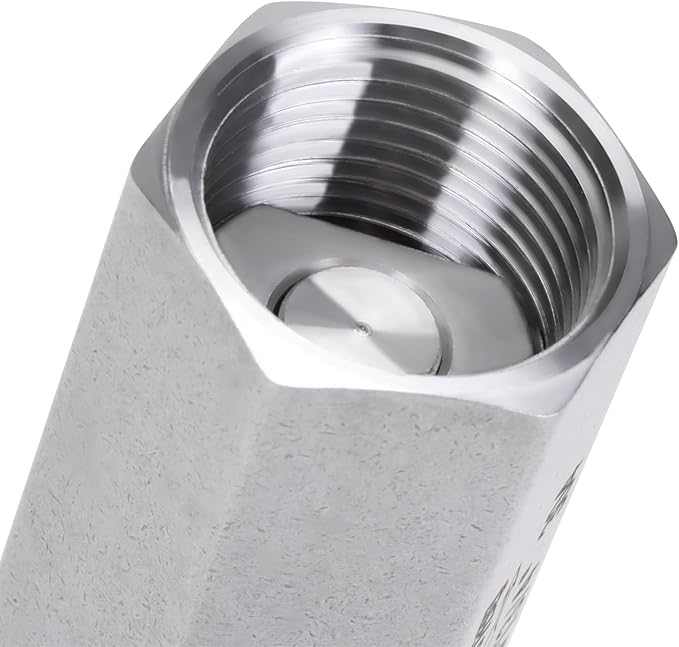Air Check Valve - 3/4" NPT Female x Female High Temperature Stainless Steel Hex One Way Valve For Air