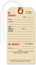SmartSign (Pack of 100) 5.25 x 2.625 inch Numbered Repair Tags with Pre-Attached String and Stub (Size - 6), 10 Point Manila Cardstock