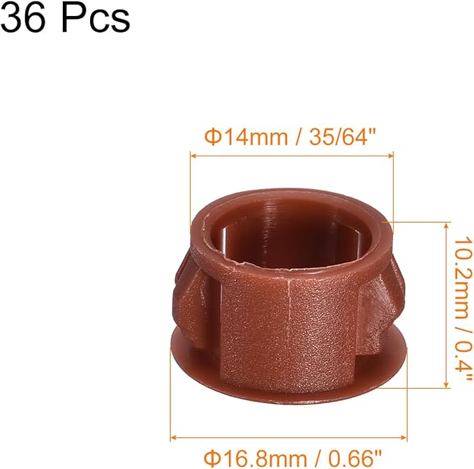 uxcell 14mm(35/64") Plastic Hole Plugs, 36Pcs Flush Type Panel Round Snap in Fastener Knockout Locking Plugs for Furniture Insert End Caps Panels, Red