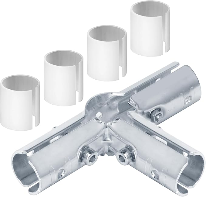 12 Sets 4 Way T Pipe Clamp, Structural Pipe Connector Fits 1/2" EMT Conduit with PE Adapter Shims