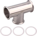 DERNORD Clamp Tee 3 Way Stainless Steel 304 with 3 Silicone Gaskets Fits 3" Tri Clamp, 91mm Pipe OD Sanitary Fittings