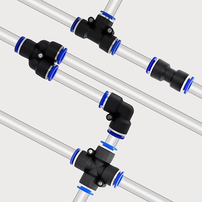 100PCS Push to Connect Fittings Pneumatic Air Line 4 6 8 10 12 mm Straight Push to Link Quick Release Connectors with 1PCS Tube Cutter