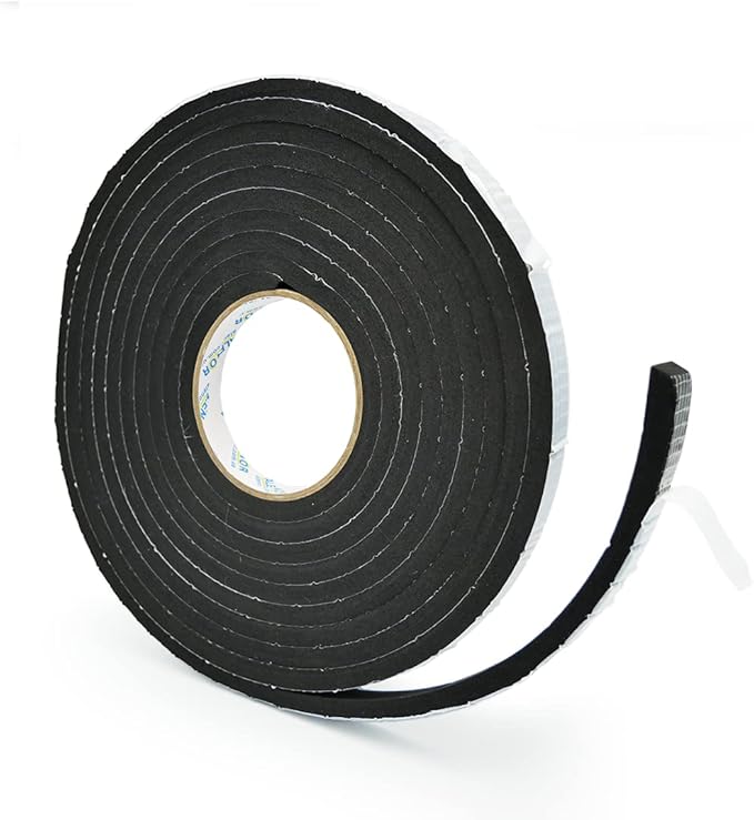 Alenor EPDM Black Foam Insulation Tape Self Adhesive 1/5"x 3/5" x 16' Ft –Pack of 1- Weather Stripping for Doors & Windows,Soundproofing,Door Seal,Weatherstrip,Pipe Cooling,Air Conditioning Seal Strip