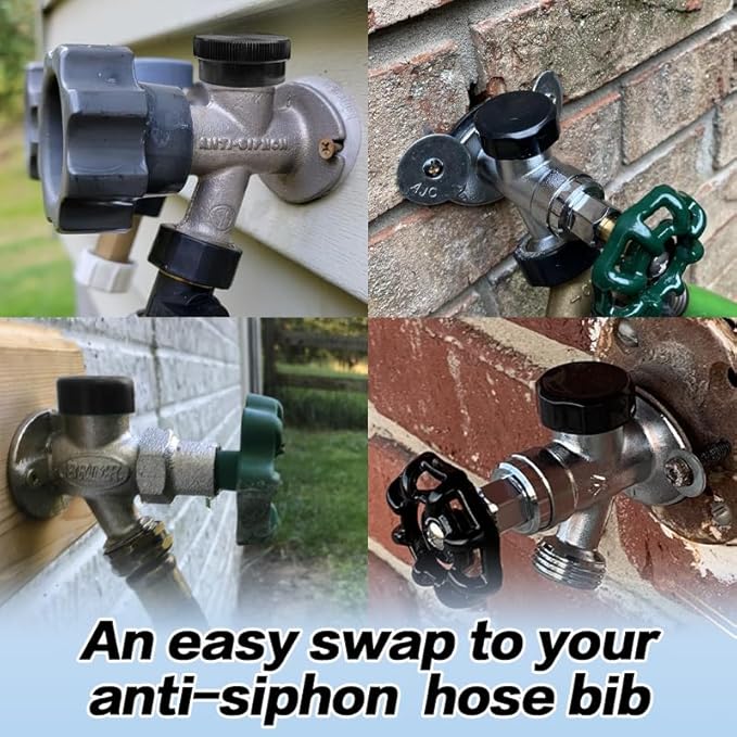 Vacuum Breaker Replacement Kit, ASSE 1019-A Vacuum Breaker Repair Kit(Fine Thread), Anti Siphon Valve Repair Kit, Outdoor Faucet repair kit(Black) with 1PCS 3/4" Outdoor Faucet Cap(Black)