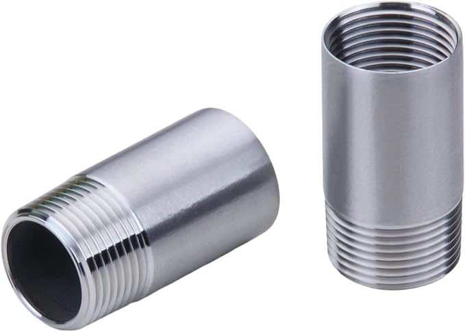 CONSTELLAR 304 Stainless Steel Pipe Fitting - 1/2" NPT Male x 1/2" NPT Female Threaded Thickened Pipe Wall, 50mm (2 inch) Length Heavy Nipple Seamless Pipe (1 Pcs)