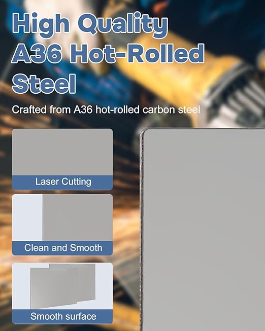 2 Pcs Steel Plates, 8x12 Hot Rolled Steel Plate 1/8, Weldable Metal Plate Sheet for Structural Support and Industrial Use