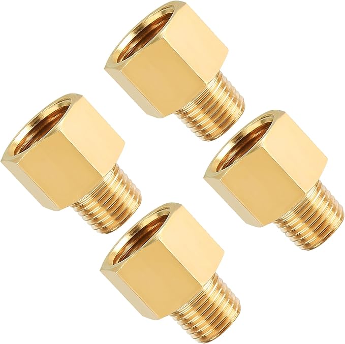 SUNGATOR 4-Pack 3/8 Inch Female to 1/4 Male Reducer, NPT Brass Pipe Fittings Adapters, 1/4" Male to 3/8" Female NPT Reducer Adapters, Brass Pipe Extension Connectors