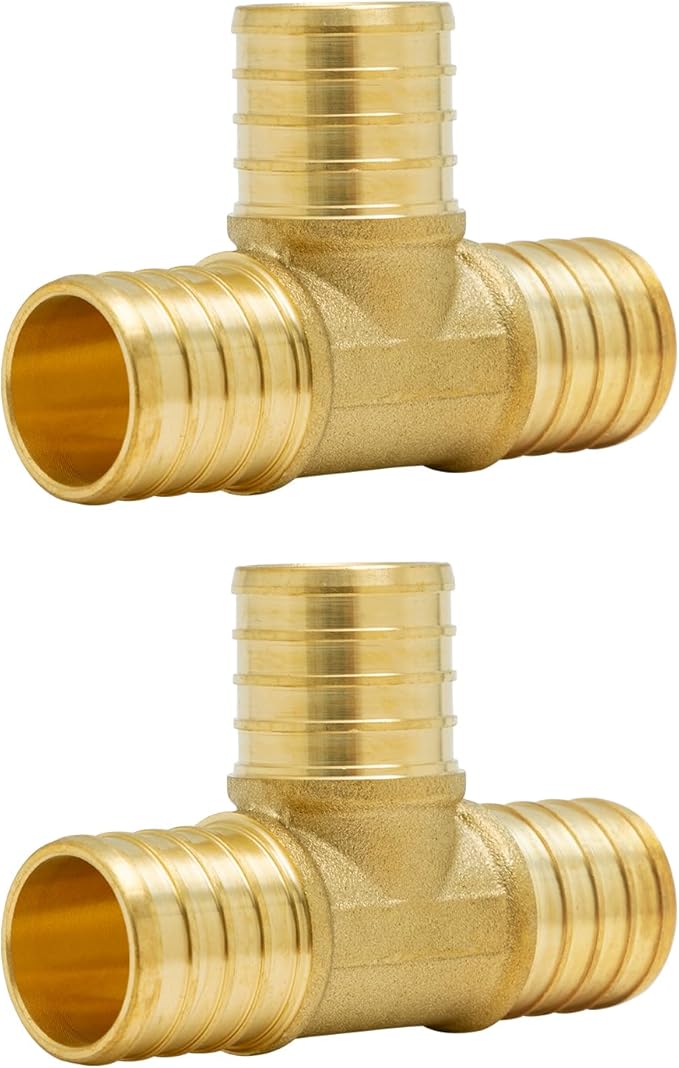SUNGATOR 2-Pack 1" Pex Tee, No Lead Brass, 1 Inch Pex Fittings