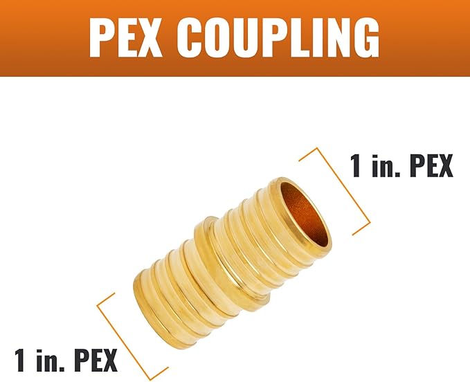 SUNGATOR 2-Pack 1" Pex Coupling, No Lead Brass, 1 Inch Pex Fittings