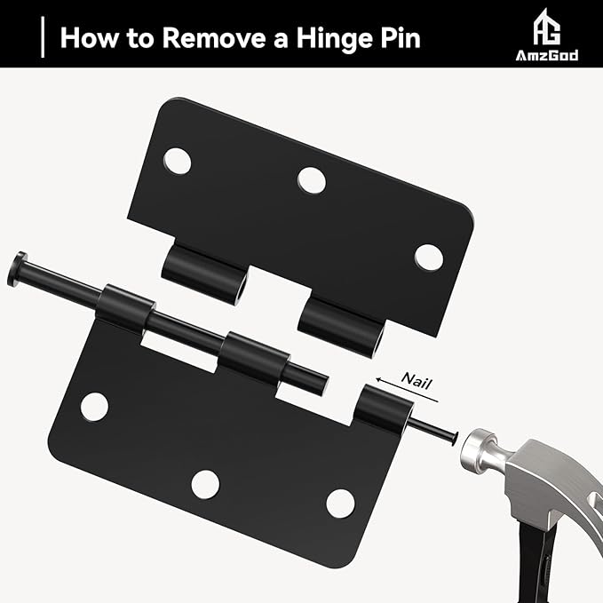 Door Hinges Matte Black - 36 Pack Black Door Hinges 3.5 Inch Rounded Interior Door Hinge with 1/4" Radius Corners - Black Hinges for Doors 3 1/2 Inches Flat Iron Residential Door Hardware